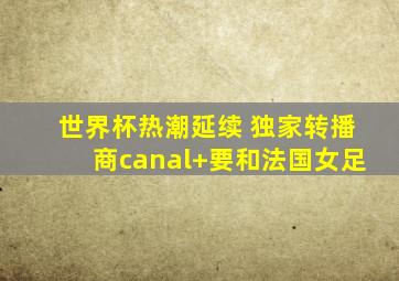 世界杯热潮延续 独家转播商canal+要和法国女足